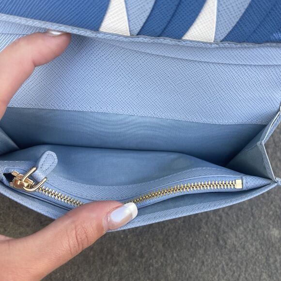 Prada Saffiano Leather Blue Ling Snap Wallet - Picture 11 of 14